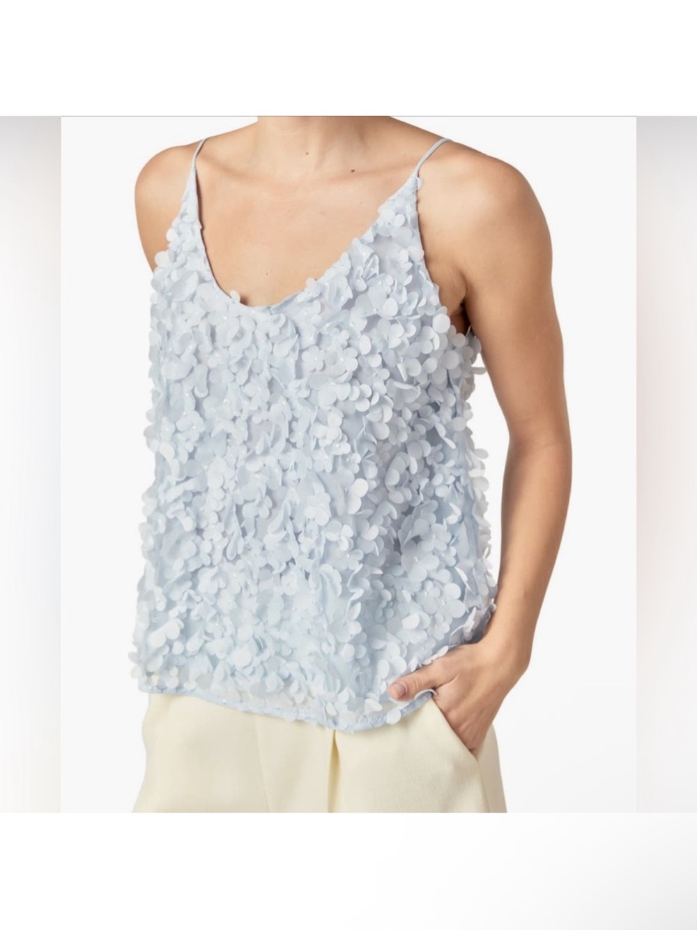 NWT English Factory Light Blue Floral Appliqué Camisole Sz Small